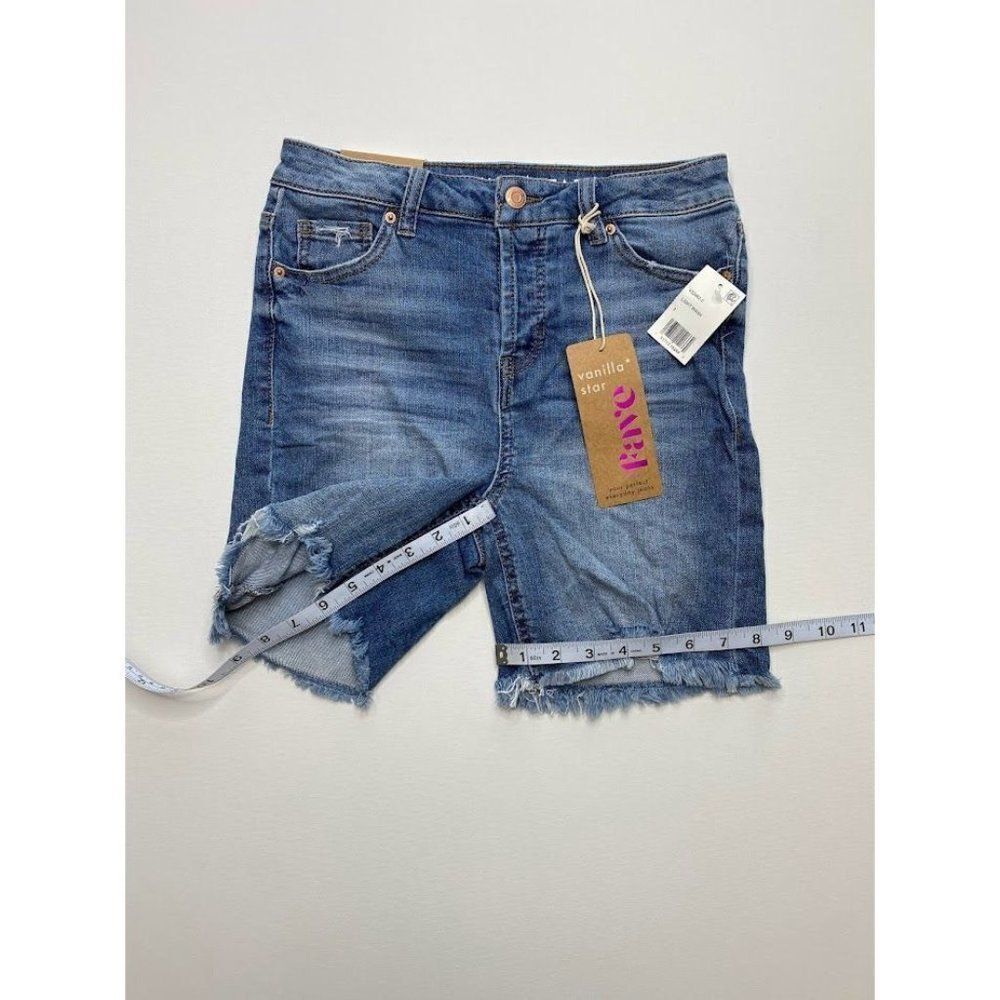 Vanilla Star Bermuda Jean Shorts 3 Juniors' Ripped Frayed‎ Distressed Stretch - Picture 4 of 7